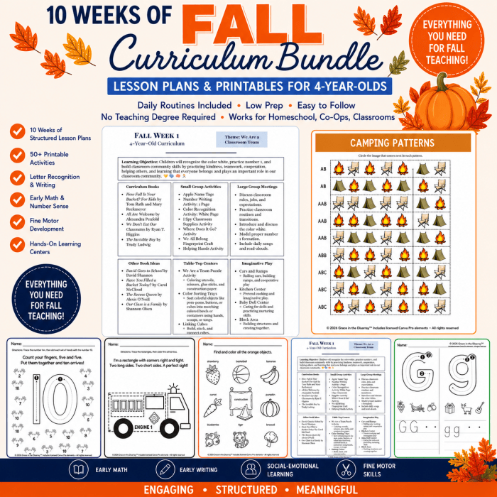 Fall curriculum bundle for 4 year olds