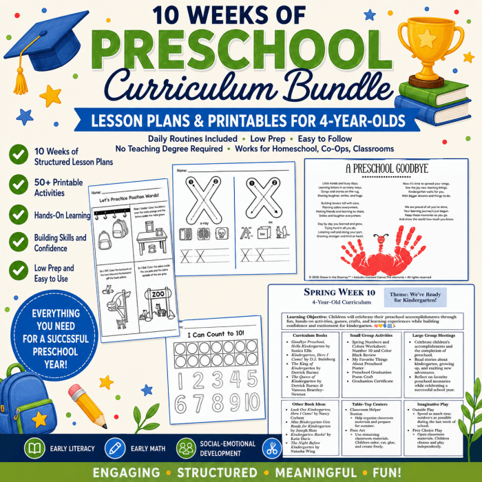 Spring curriculum bundle for 4 year olds