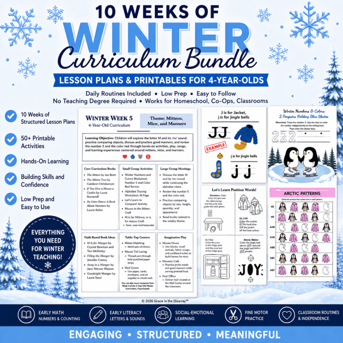 Winter curriculum bundle for 4 year olds